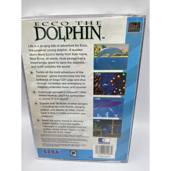 Ecco the Dolphin (Sega CD, 1993) Complete Cib Tested - Picture 3 of 11